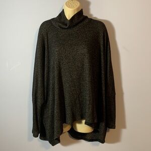 Amadi sweater poncho size medium charcoal ribbed soft turtleneck Anthropologie